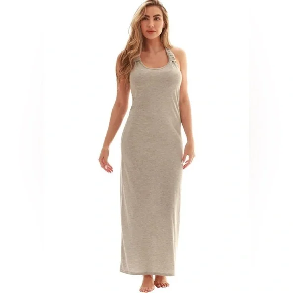Gorgeous Light Weight Heather Grey Racer Back Maxi Dress - Picture 3 of 3